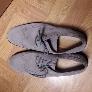 Mens Cole Haan Lunargrand Wingtip Oxford Gray Suede Shoes